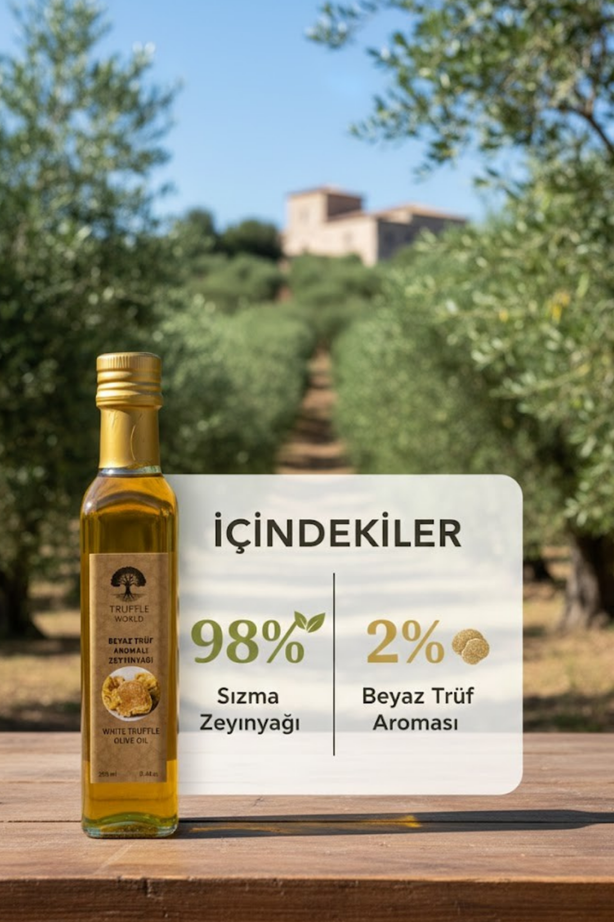 Truffle Wordl Premium Beyaz Trüf Aromalı Sızma Zeytinyağı 250ml.