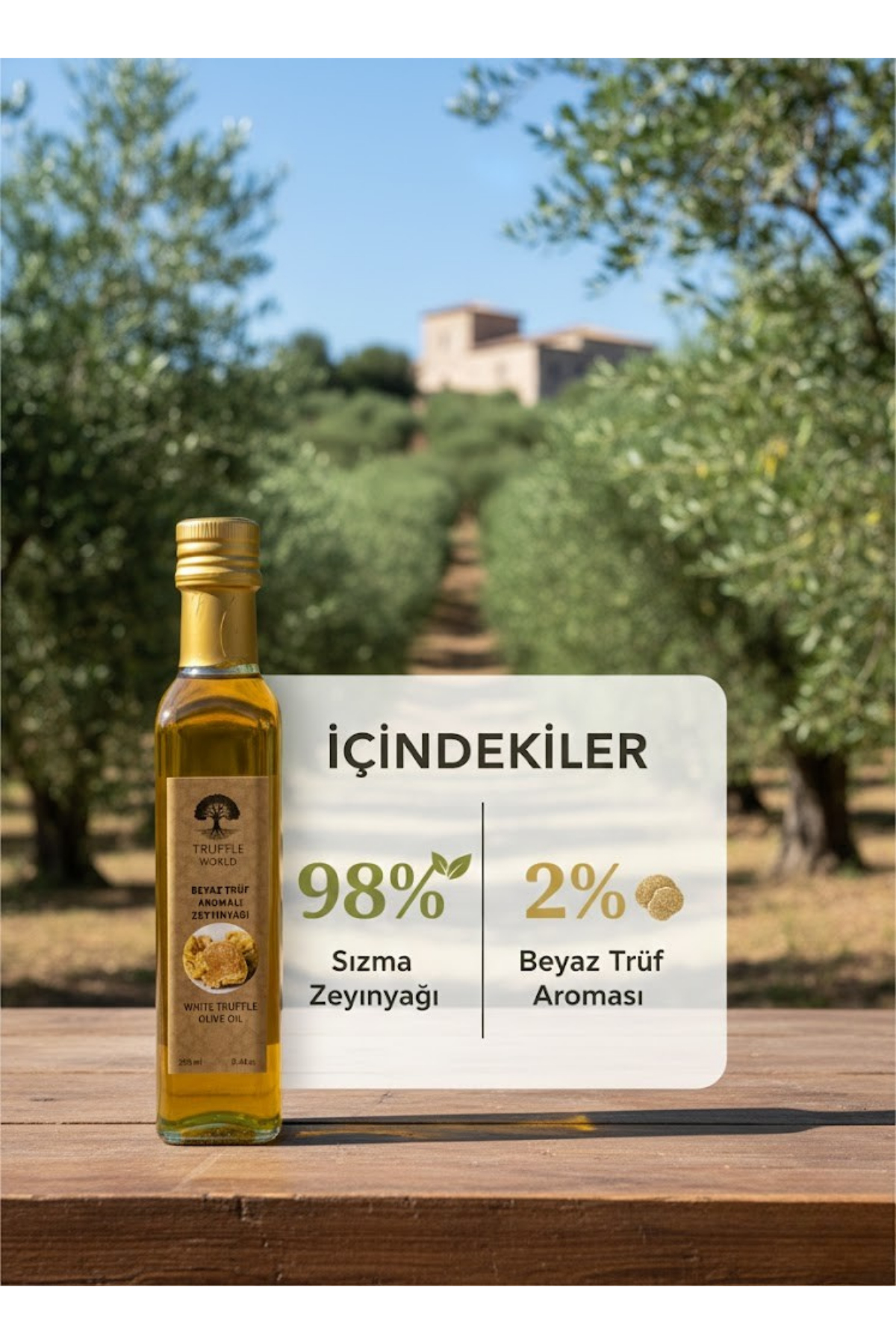 Truffle Wordl Premium Beyaz Trüf Aromalı Sızma Zeytinyağı 250ml.